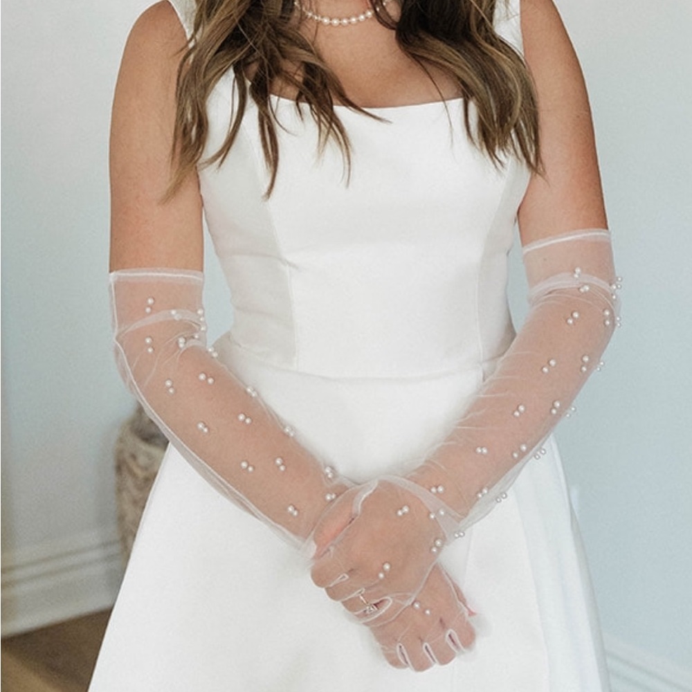 Sheer Pearl Gloves for Bride - Wedding